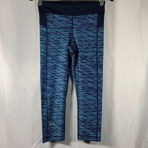 Under Armour Blue Striped Capri Legging Crops/Pants